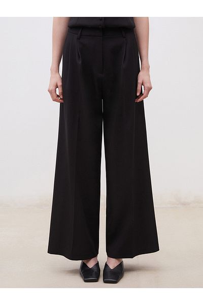 LC Waikiki Pantaloni plisați pentru femei Crepe Loose Fit