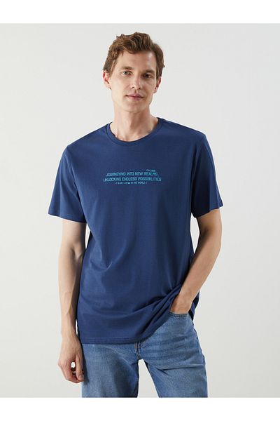 LC Waikiki Ανδρικό μπλουζάκι από βαμβάκι με στάμπα με λαιμόκοψη