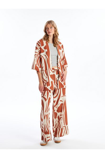 LC Waikiki Elastic Waisted Patterned Linen Blended Women's Pants