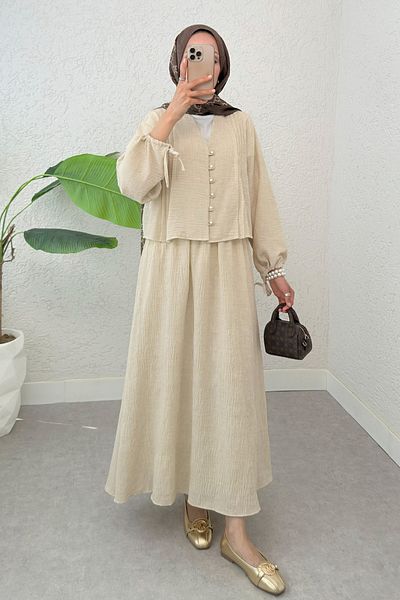 DPARİS Rib Detailed Double Suit with Elastic Waist