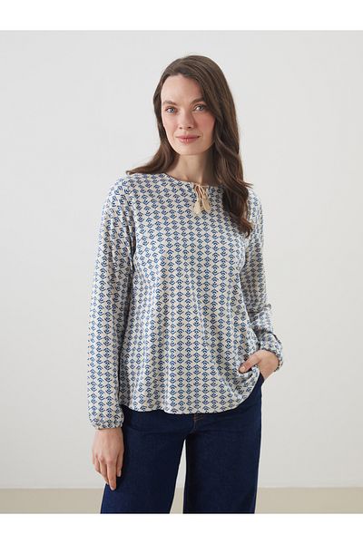 LC Waikiki Tie Collar Patterned Women's Blouse
