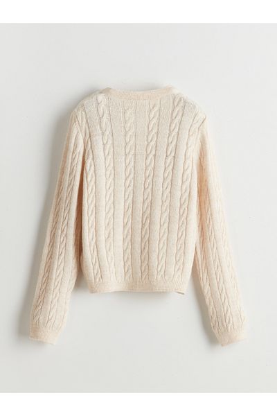 LC Waikiki Crew Neck Girl's Knitwear Cardigan