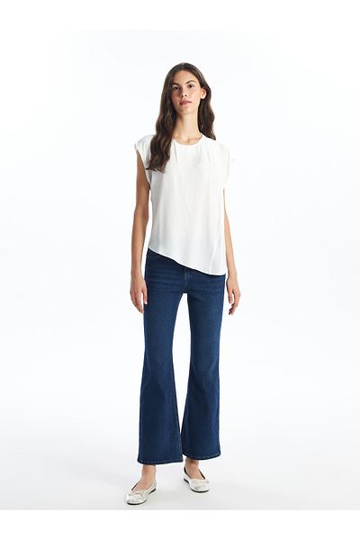 LC Waikiki Crew Neck Plain Short Sleeve Women's Blouse