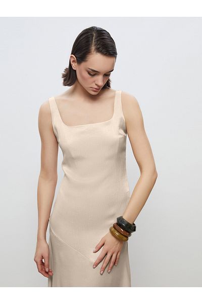 LC Waikiki Rochie de seară din satin cu guler pătrat