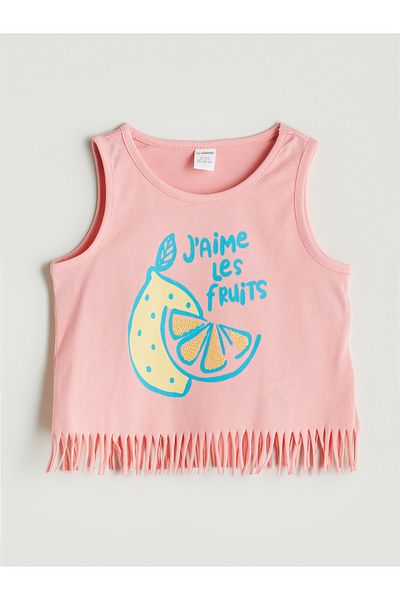 LC Waikiki Crew Neck Printed Girl's Undershirt