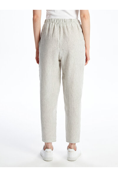 LC Waikiki Beli Lastikli Çizgili Müslin Kadın Pantolon