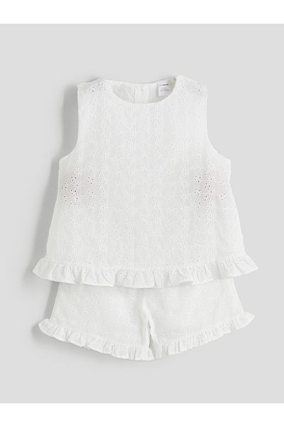 LC Waikiki Embroidered Girl's Blouse and Shorts 2-Piece