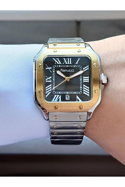 Ferrucci Men's Square Case Metal Cord Wrist Watch