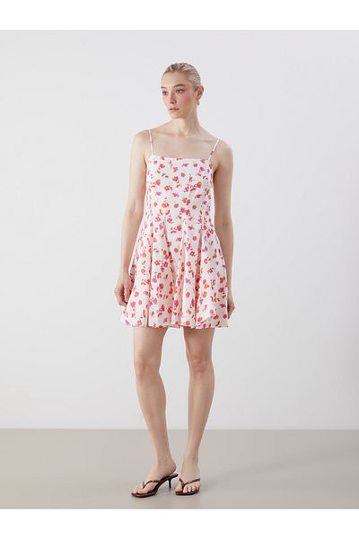 LC Waikiki Μίνι φόρεμα με τετράγωνο γιακά Floral Modal Blend