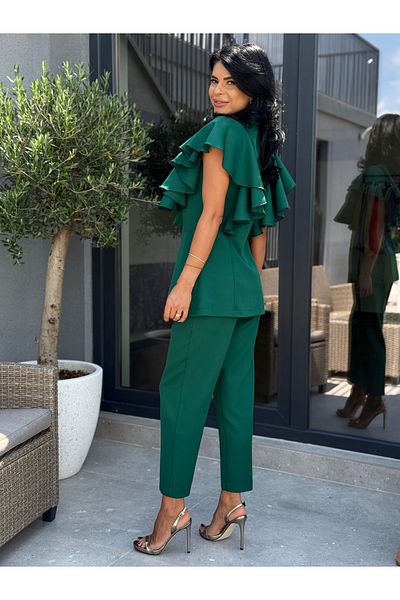 RAMONA BADESCU EXCLUSIVE Elegant suit with ruffles – fitted cut and tapered trousers