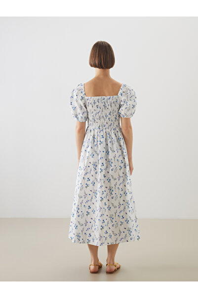 LC Waikiki Rochie din poplin florală cu guler pătrat