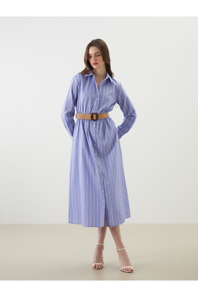 LC Waikiki Striped Poplin Women's Shirt Dress