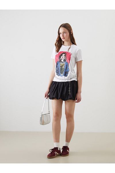 LC Waikiki Tricou de damă cu imprimeu cu gât crew