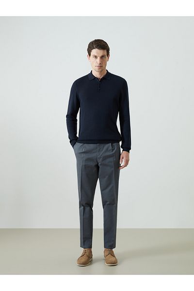 LC Waikiki Standard Fit Gabardine Men's Pleated Chino Trousers