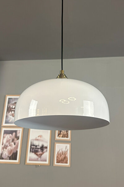 Bamyum Beyaz Rocha Metal Avize Lale Başlık Salon Masaüstü Mutfak Otel Tekli Avize Lamba Aydınlatma