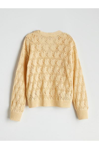 LC Waikiki V-Neck Openwork Girl's Knitwear Cardigan