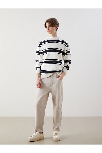 LC Waikiki Crew Neck Striped Men's Knitwear Sweater