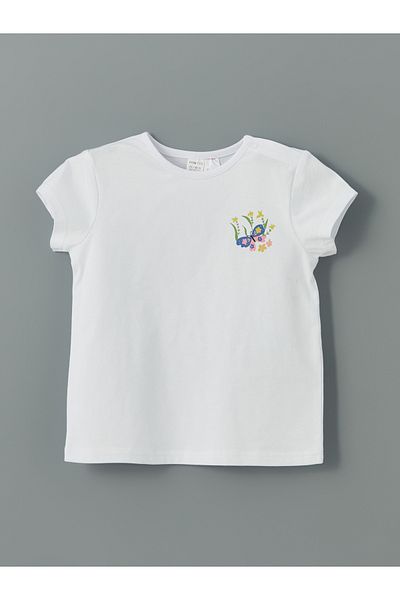 LC Waikiki Crew Neck Printed Baby Girl T-Shirt and Shorts 2-Piece Set