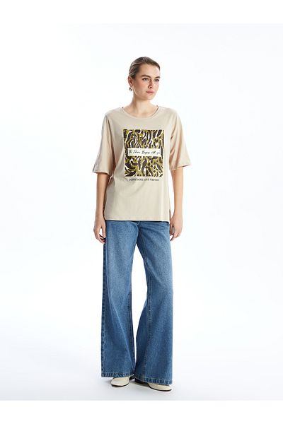 LC Waikiki Tricou de damă cu imprimeu cu gât crew