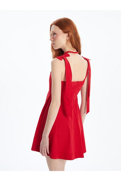 LC Waikiki Square Neck Waist Seat Poplin Mini Dress
