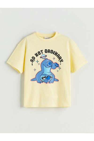 LC Waikiki Crew Neck Stitch Printed Girl's T-Shirt