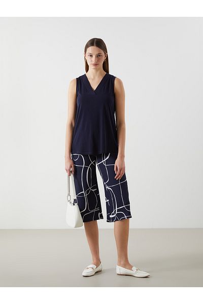 LC Waikiki Gemusterte Damen Capri mit Gummizug in der Taille