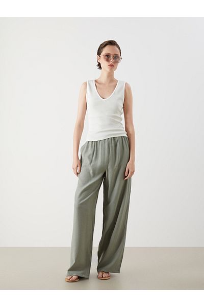 LC Waikiki Elastic Waist Textured Women's Trousers