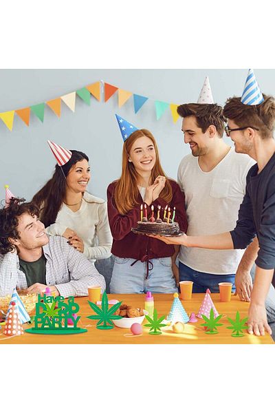 WATINC Set of 6 WATINC party decorations, green, felt, 16.5 cm x 16 cm / 12.7 cm / 21.8 x 16 cm