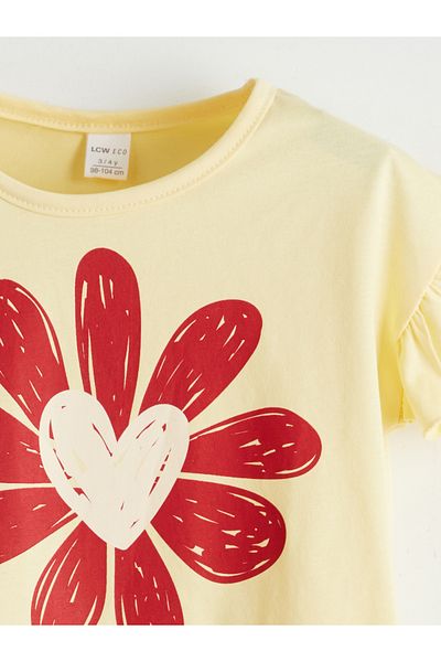 LC Waikiki Crew Neck Floral Girl's T-Shirt