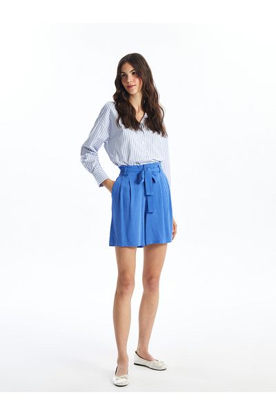 LC Waikiki Pantaloni scurți de damă din amestec de in cu talie elastică
