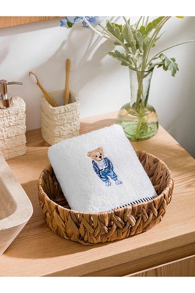 LC Waikiki White Bear Teddy Embroidered Cotton Face Towel 50X80 cm