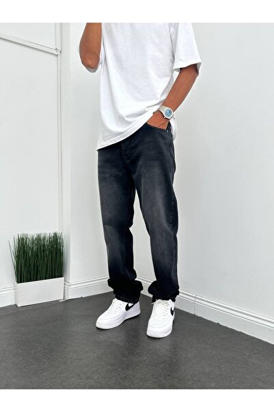 NOT61MAN Baggy Rahat Kalıp Siyah Eskitme Modelli Kot Pantolon