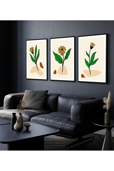 Hagen Tablou de perete Tablouri de bucătărie cu aspect de cadru Tablou din 3 piese Tablou modern Tablou boem Calitate premium