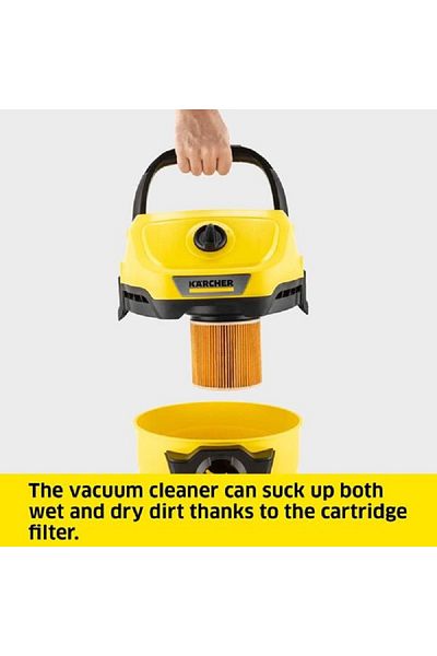 Karcher 1000W Wet and Dry Drum Vacuum Cleaner Yellow and Black 17 Liter