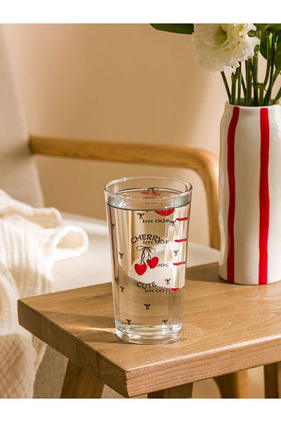 LC Waikiki Mixed Bow Printed Glass Water Cup 500 ml