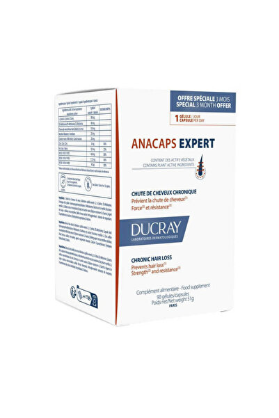 Ducray Food Supplement, Ducray, Anacaps Expert, Chronic, Hair Loss Treatment, 90 capsules