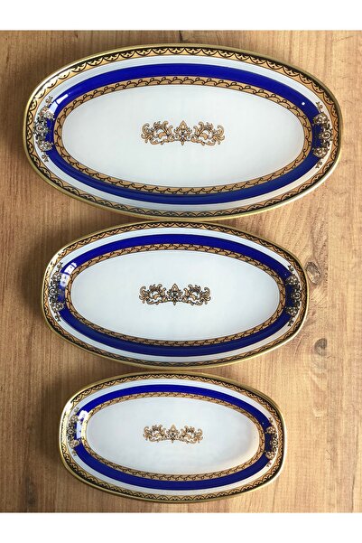 B&M Presentation Crown Patterned Boat Plate Set of 3