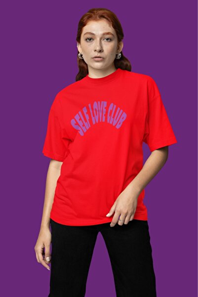 ArtYus Унисекс мъжка/дамска тениска с цветен принт „Self Love Club“ от 100% п...