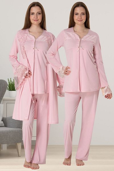 ByLohusa Effortt Pink Dressing Gown Maternity Pajama Set