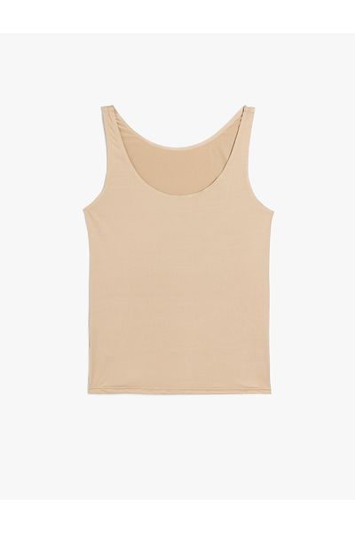 Koton Body Hugging Breathable Fabric Laser Cut U Neck Undershirt