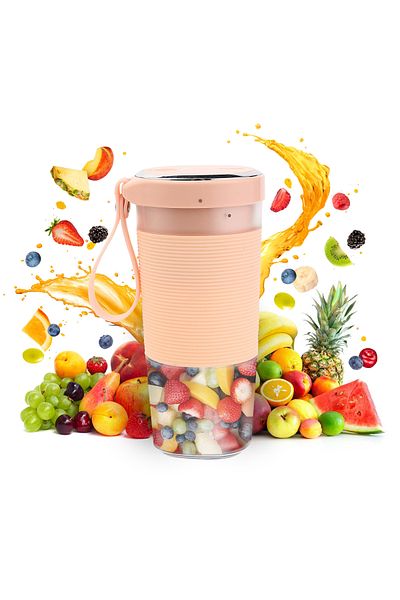 Lawazim Portable USB Juicer Blender - 300ml, 2 Blades, Rechargeable, for Smoothies & Shakes