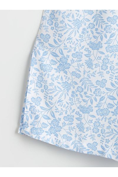 LC Waikiki Blue Floral Girl's Capri with Elastic Waist