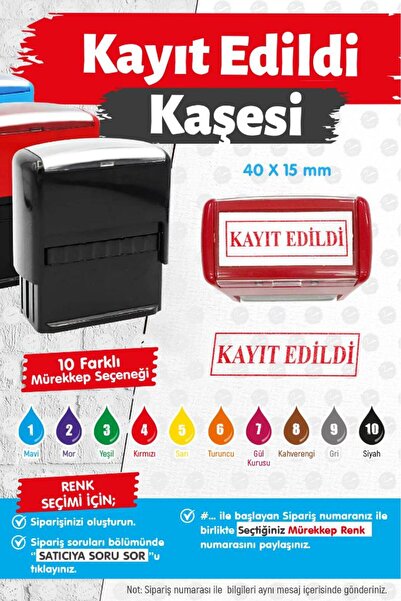 t tuğset etiket Çerçeveli Kayıt Edildi Kaşesi 10 Renk Mürekkep Seçeneği -T1434