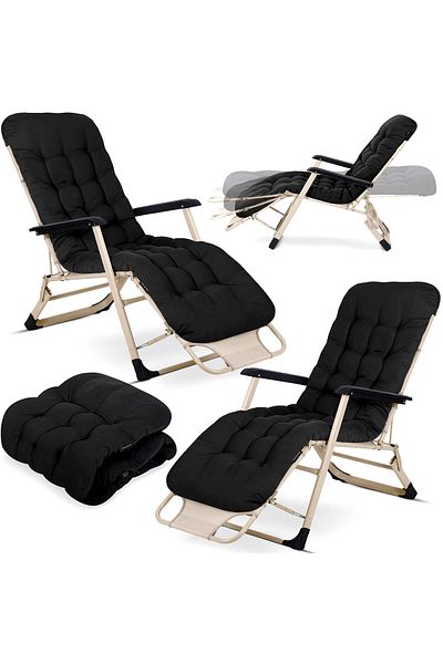 shumee Sofotel ChillWell folding garden lounger with cushion set of 2 black
