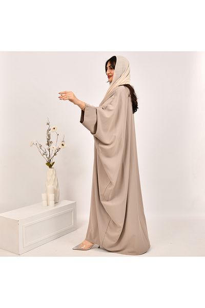 Beyond Light beige wrap abaya with wide sleeves