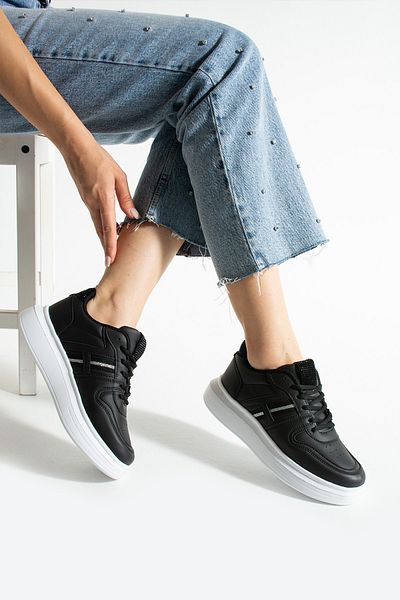 pasyone Pantofi casual de damă alb negru