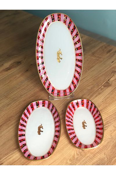 B&M Presentation Patterned Plain Edge Boat Plate Set of 3