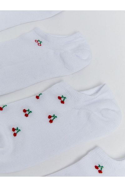 LC Waikiki Ecru Printed Women's Sneaker Socks 5-Piece
