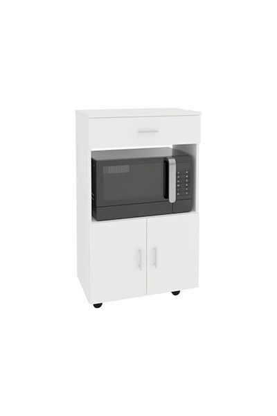 haaus.ro Arno Mobile Kitchen Cabinet, 1 Drawer, 2 Doors, White, 60 X 35 X 100 Cm