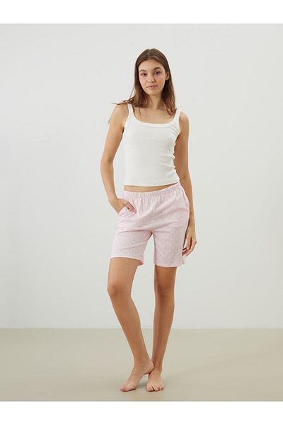 LC Waikiki Pantaloni scurți pentru femei Young Ecru cu talie elastică cu buline